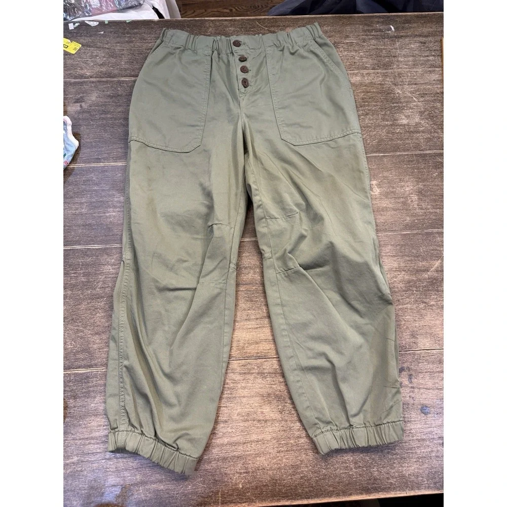 Free People Size Medium Green Cadet‎ Pull-On Jogger Pants Utility Boho
